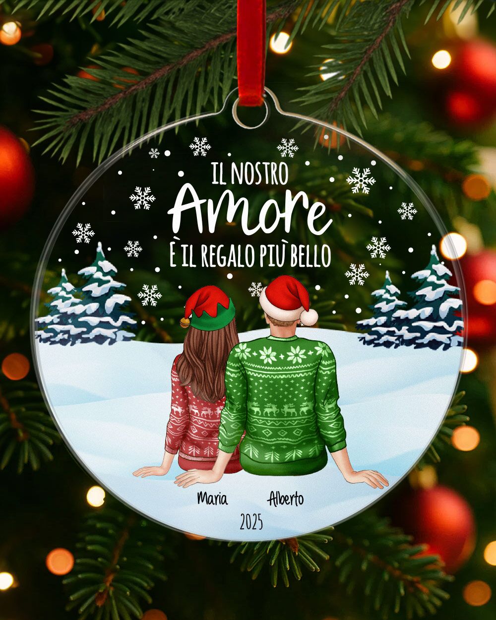 Pallina Decorazione Natale Personalizzata Regalo Coppia Ritratto03