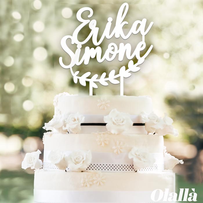 Cake Topper Nomi Ghirlanda Matrimonio Bianco