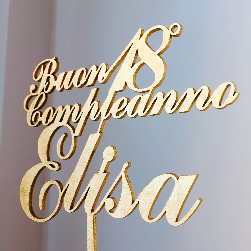 Cake Topper Compleanno Con Nome Elegante 18 Anni