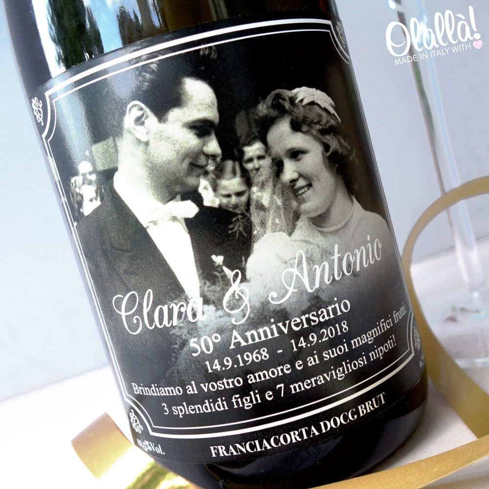 Bottiglia Spumante Personalizzata Regalo 50 Anniversario Nozze