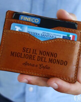 Portacarte Personalizzato Regalo Cuoio. Per Nonno 01 1