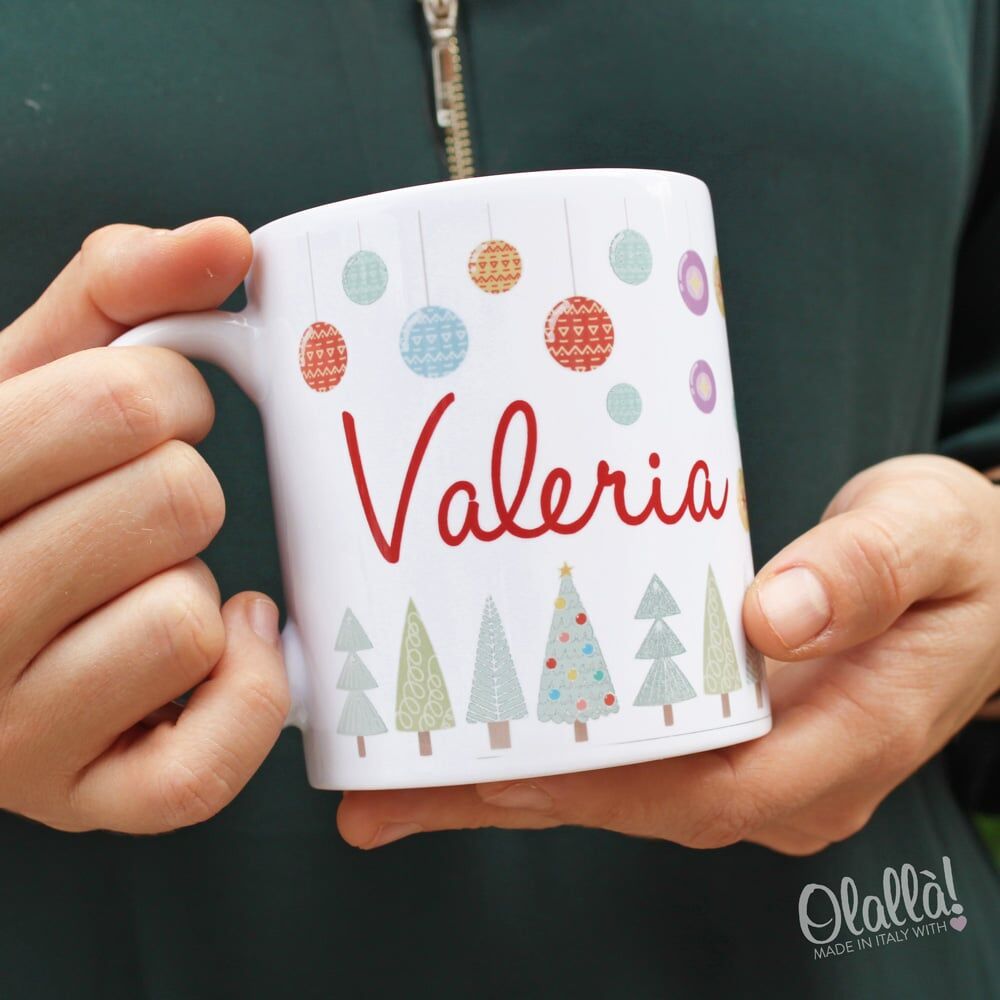 Tazza Nome Natale Palline Alberi