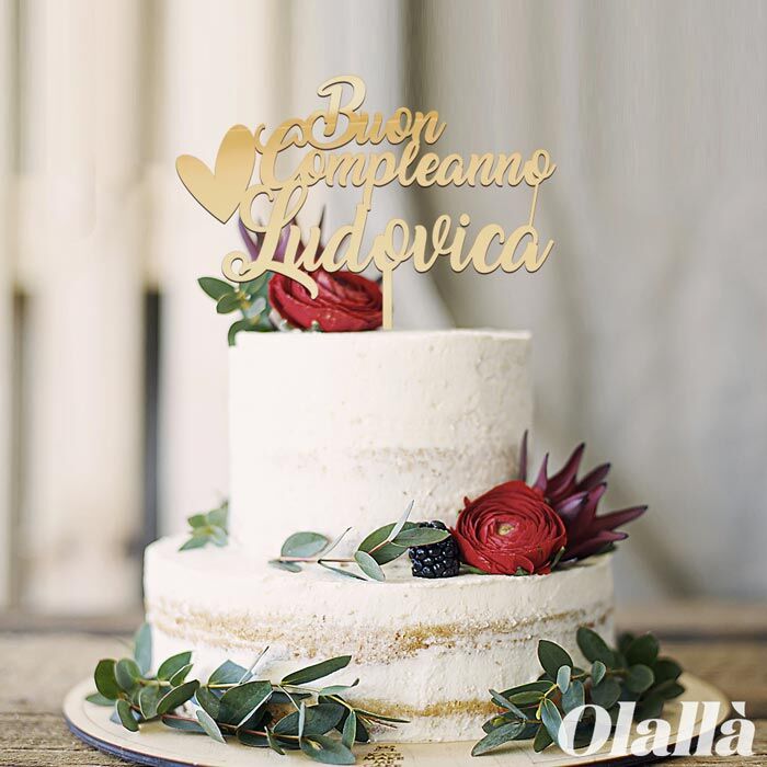 Cake Topper Oro Personalizzato Compleanno Nome