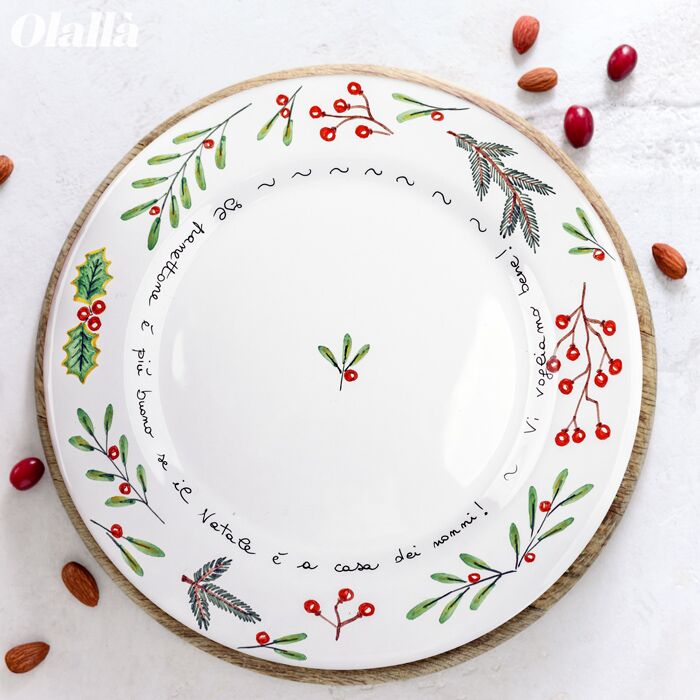 Piatto Natalizio Messaggio Sorpresa Dipinto Mano7