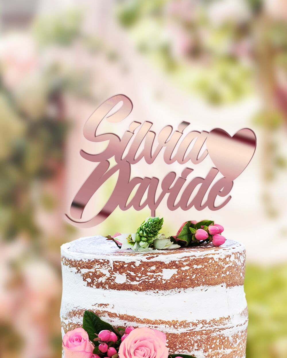 Cake Topper Personalizzato Nomi Sposi Matrimonio Cuoricino