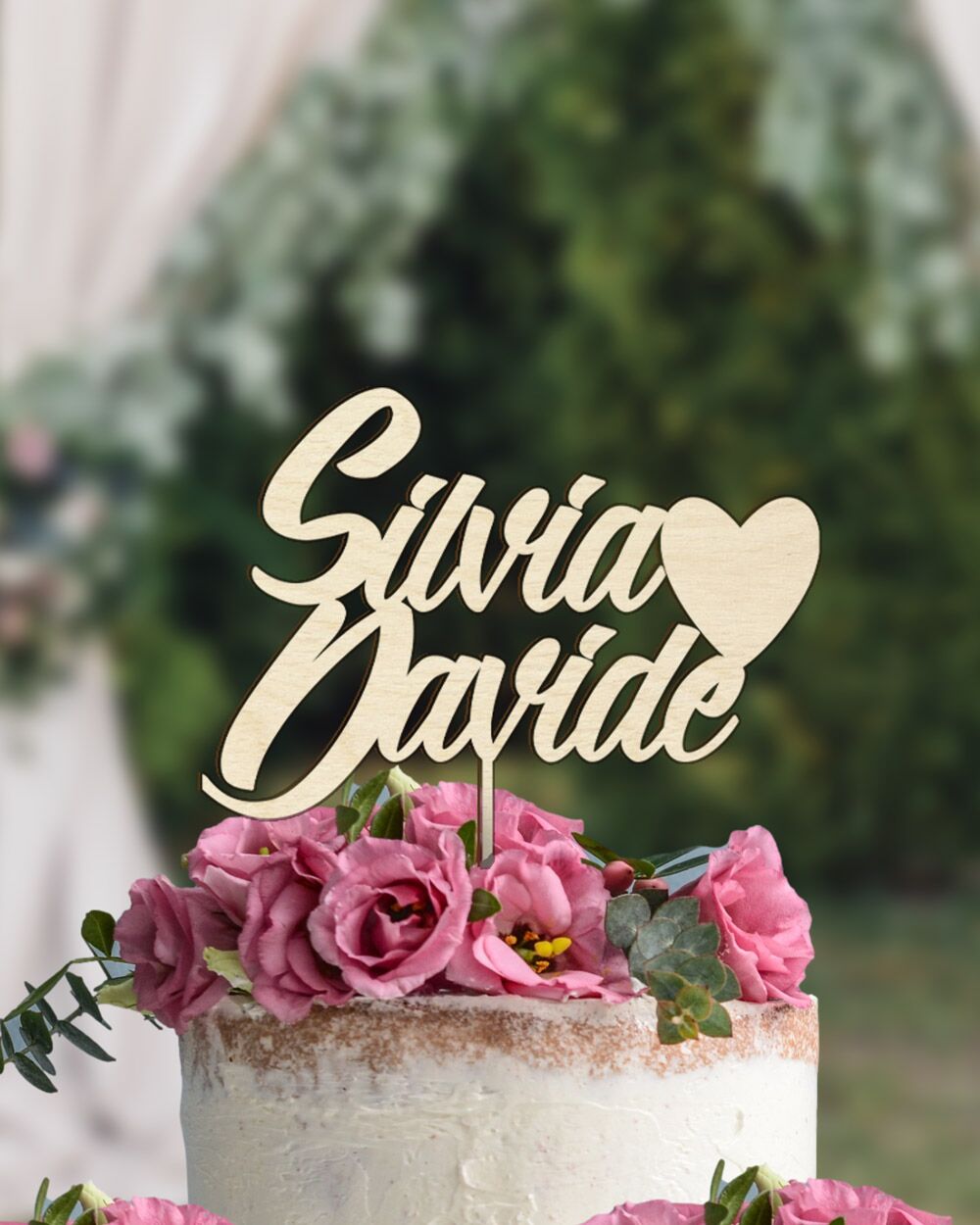 Cake Topper Personalizzato Nomi Sposi Matrimonio Cuoricino235