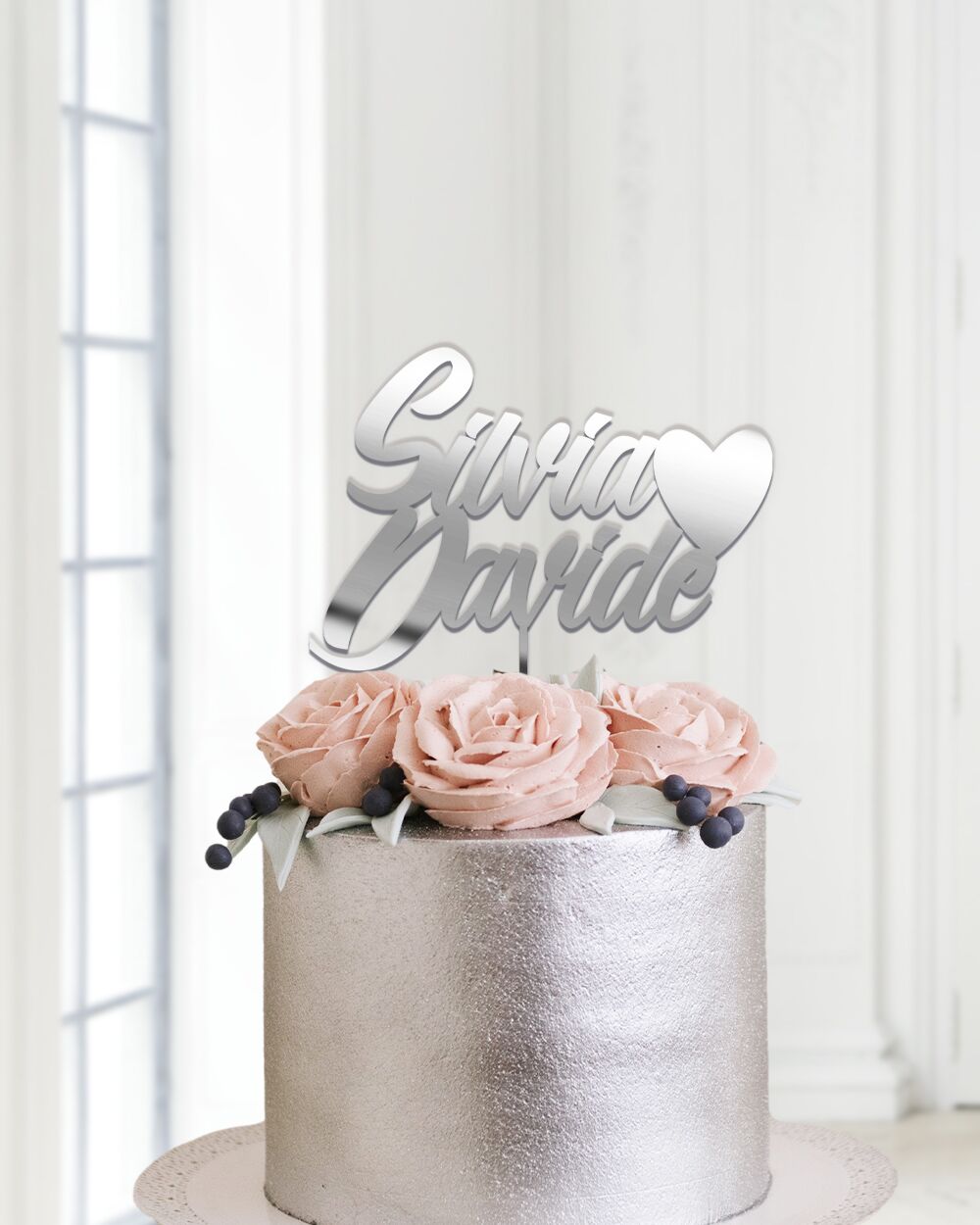 Cake Topper Personalizzato Nomi Sposi Matrimonio Cuoricino44