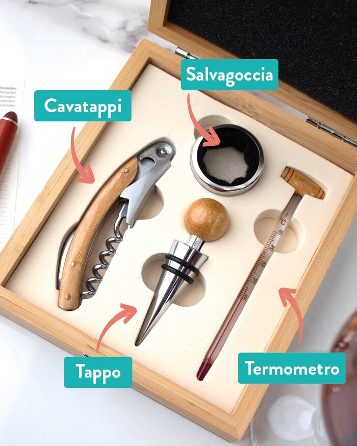 Kit Sommelier Cassettina Regalo Papa Festa Vintage4