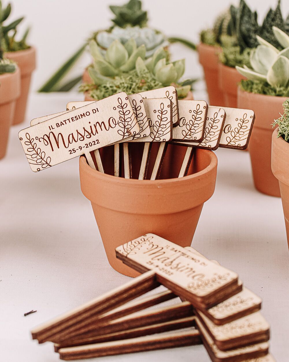 Tag Legno Battesimo Bomboniera Prsonalizzato