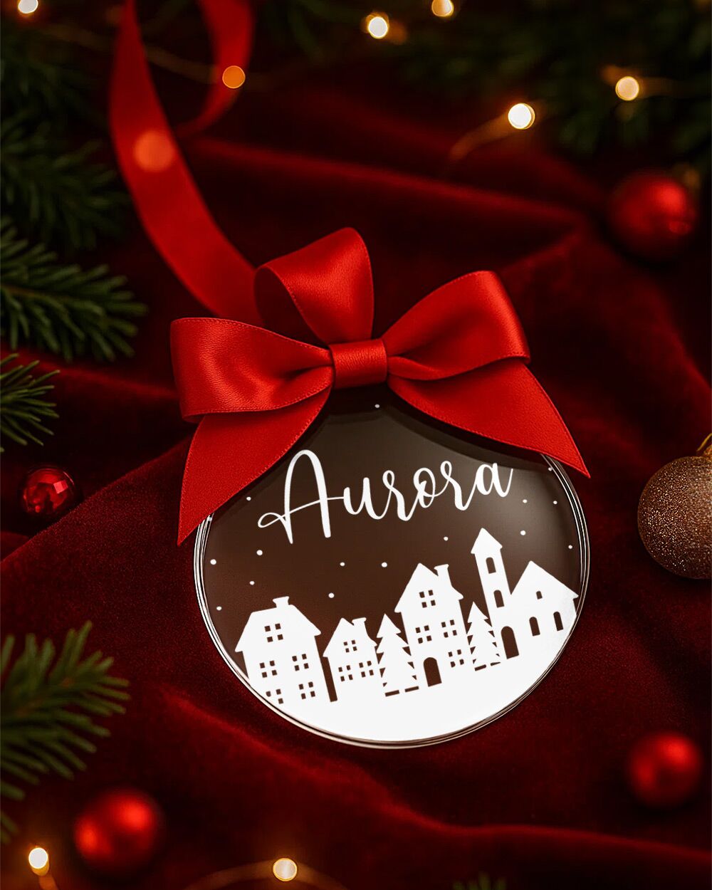 Pallina Natale Decorazione Nome Personalizzato Fiocco03