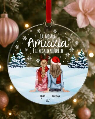 Pallina Decorazione Natale Personalizzata Regalo Amiche Ritratto
