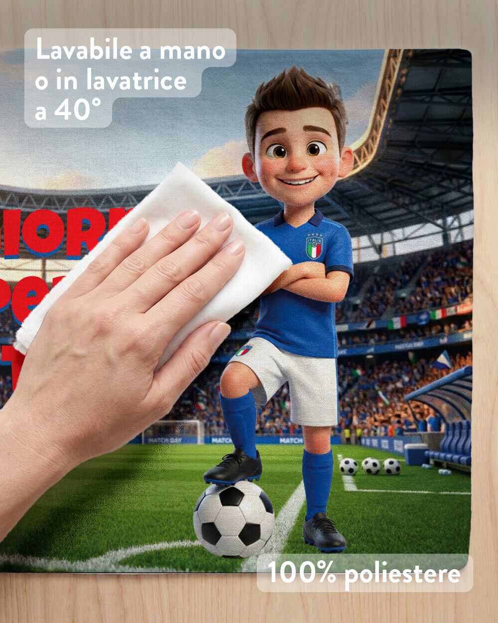 Tovaglietta Personalizzata Calciatore con Foto Cartone Animato 3D del Tuo Bambino – Idea Regalo Scuola Compleanno Bambino - immagine 4