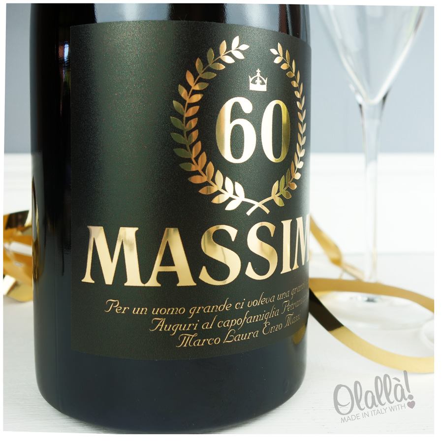 Bottiglia di Vino Personalizzata con Corona d'Alloro, Anni e Dedica - Idea Regalo Compleanno - immagine 5