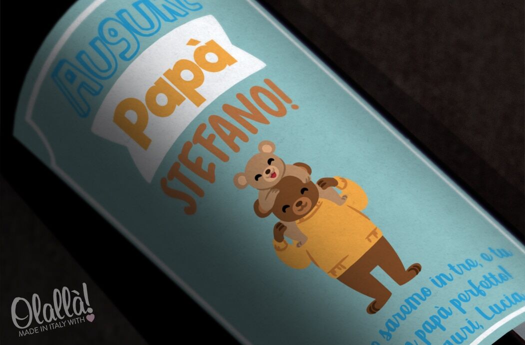 Bottiglia Personalizzata con Orsetti - Idea Regalo Festa del Papà - immagine 2
