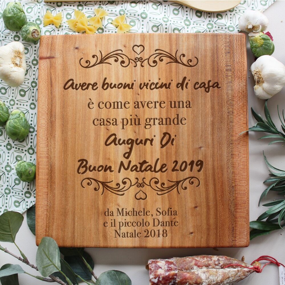 Tagliere di Natale Personalizzato con Dedica e Eleganti Decorazioni - Idea Regalo Natale
