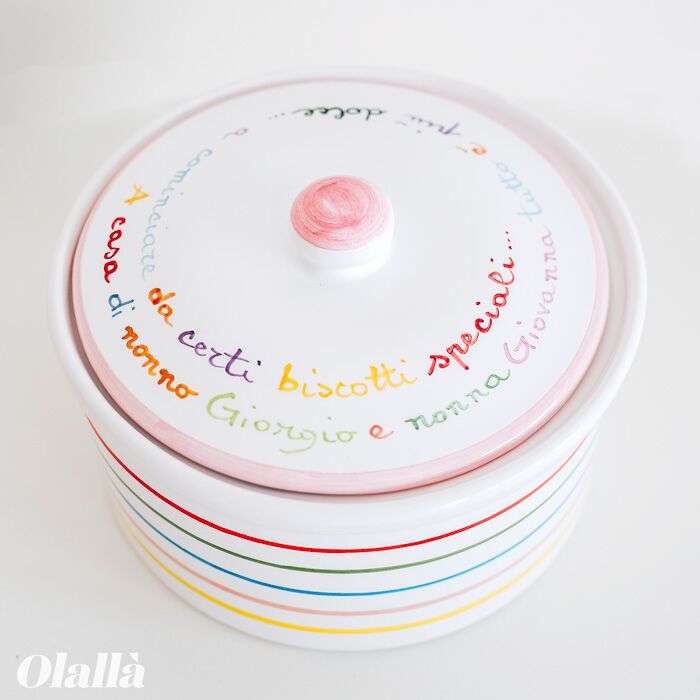 Biscottiera in Ceramica Realizzata e Dipinta a Mano, Personalizzata con Dedica per i Nonni - Idea Regalo Festa dei Nonni - immagine 6