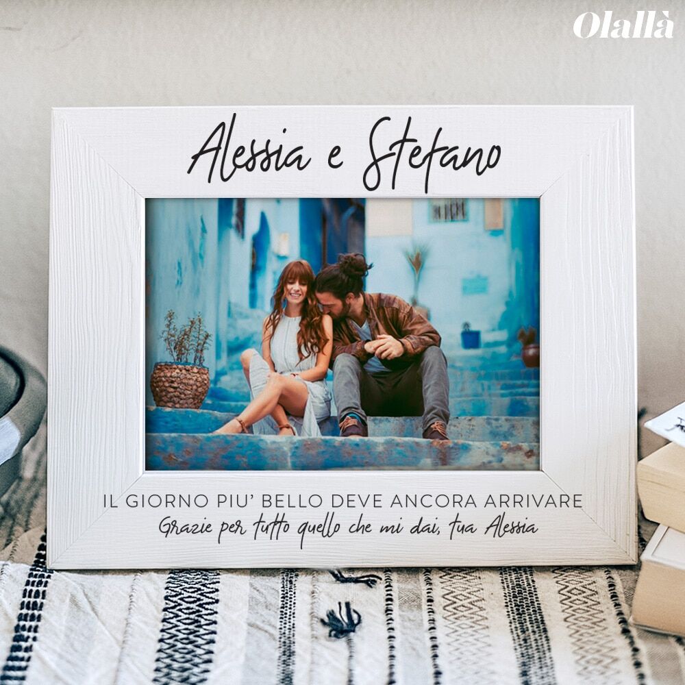 Cornice in Legno "Io e Te" Personalizzata con Nomi e Dedica - Idea Regalo Anniversario, San Valentino - immagine 2