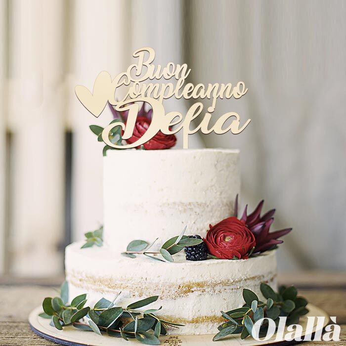 Cake Topper Personalizzato con Cuore e Nome - Idea Compleanno