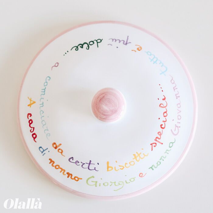 Biscottiera in Ceramica Realizzata e Dipinta a Mano, Personalizzata con Dedica per i Nonni - Idea Regalo Festa dei Nonni - immagine 5