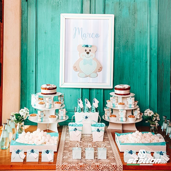 Alzata Decorativa a 3 Piani in Cartone Bianco Idea Decoro Confettata Angolo Bomboniere Battesimo Matrimonio - immagine 4