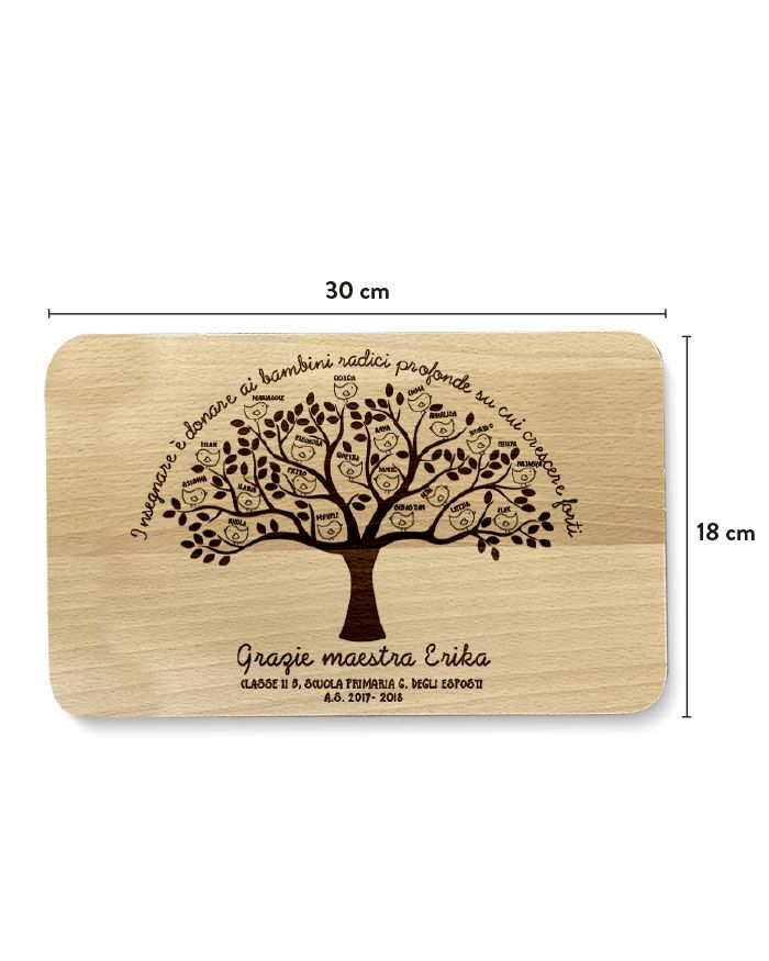 Tagliere in Legno Personalizzato con Albero, Uccellini e Nomi Alunni - Idea Regalo Maestre Fine Anno Scolastico - immagine 4