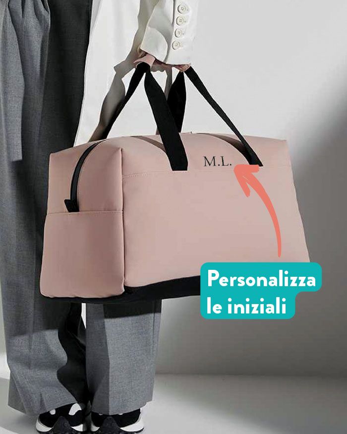 Borsone da Viaggio con Tracolla Personalizzato con Iniziali - Poliuretano Effetto Matte - Idea Regalo per Lei, Laurea, per Chi Viaggia Spesso - immagine 3
