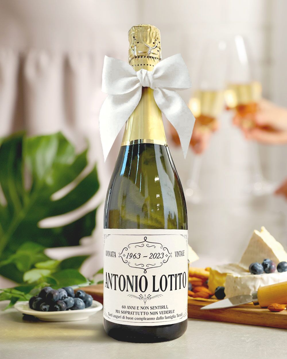 Bottiglia di Vino "Annata Vintage" con Etichetta Personalizzata con Nome, Data, Dedica e Firma - Idea Regalo per Compleanno