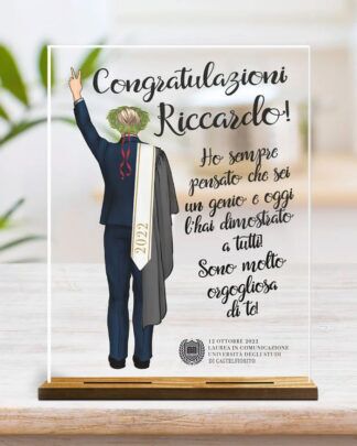 Quadretto Targhetta in Plexiglass Con Sagoma Neodottore - Idea Regalo Laurea Ragazzo