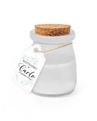 Candeline Aromatiche con Tag Etichetta Personalizzata Decoro Botanico Foglioline Verdi