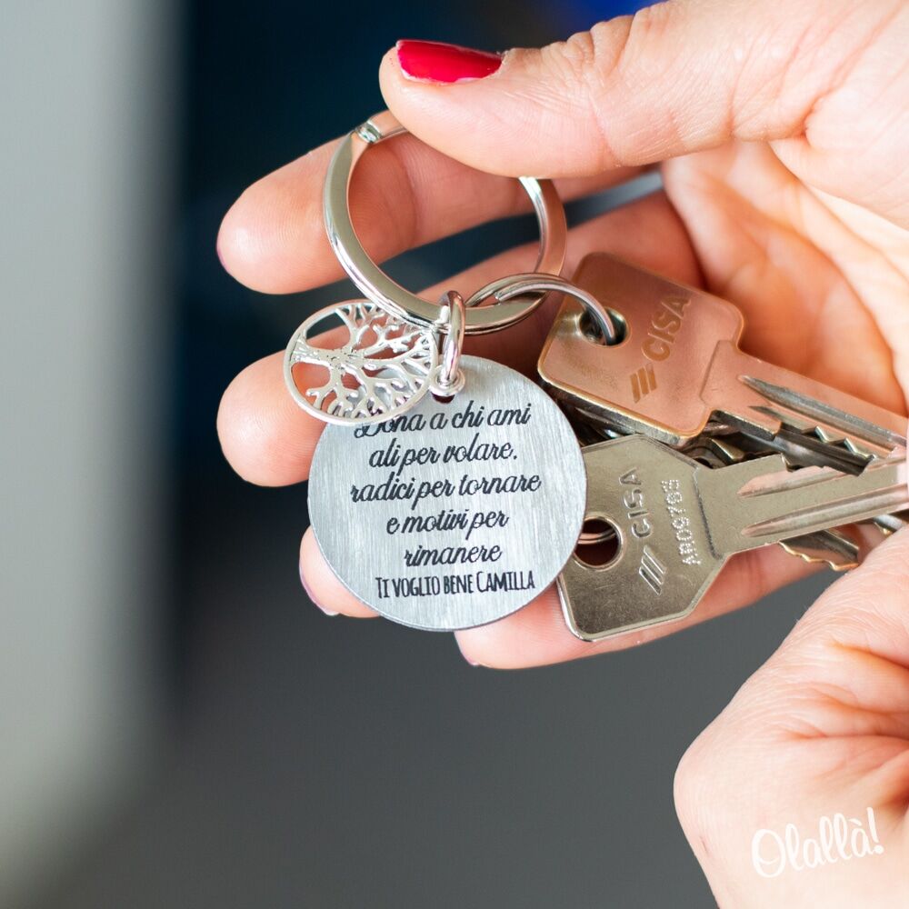 Portachiavi Acciaio Albero Vita Idea Regalo Personalizzata 4