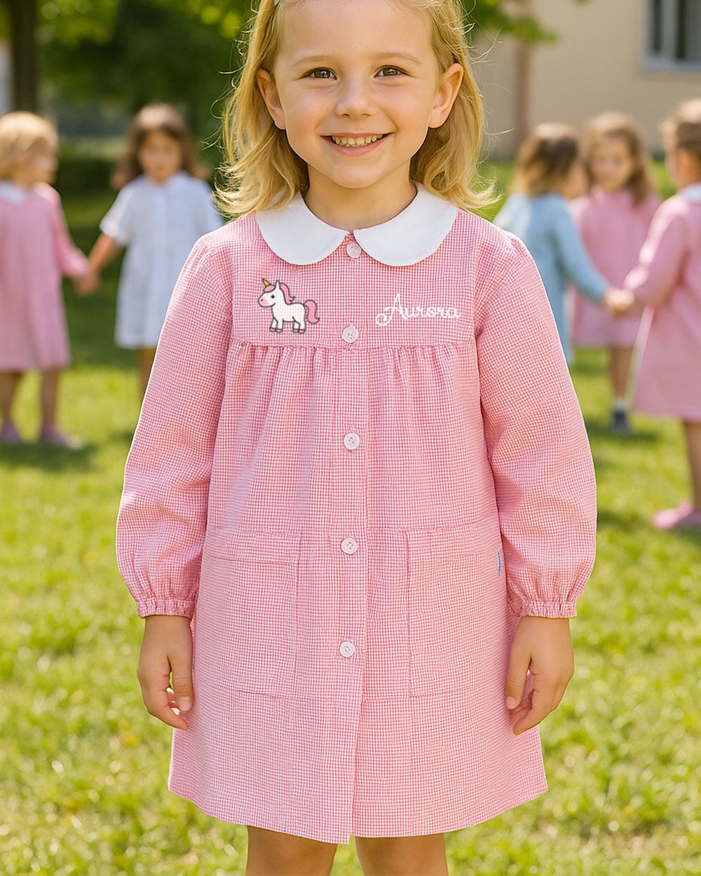 grembiule-bambina-scuola-personalizzato-siggi-quadretti-rosa