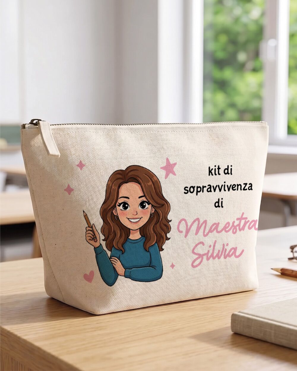 pochette-personalizzata-regalo-maestra-ritratto-caricatura