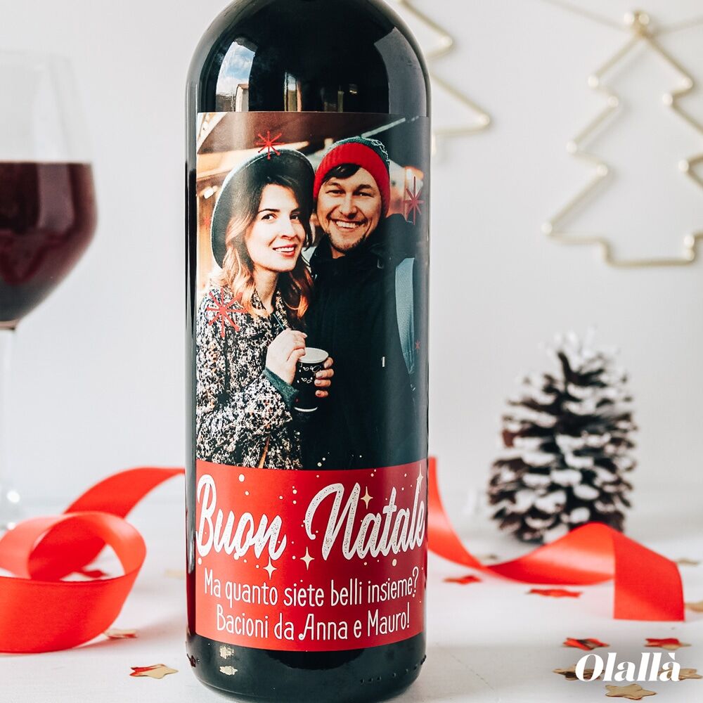 Bottiglia Personalizzata Vino Foto Natale