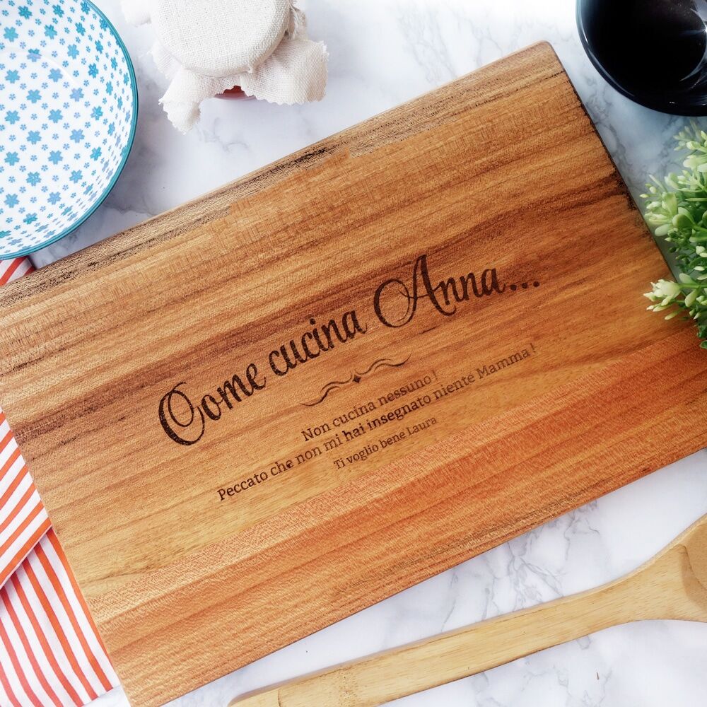 Tagliere Personalizzabile "Come Cucina" e il Nome - Idea Regalo Festa della Mamma