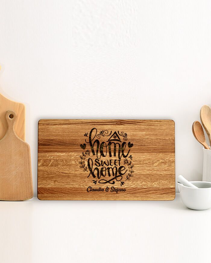 Tagliere Personalizzato con Incisione "Home Sweet Home" e Dedica - Idea Regalo Casa Nuova