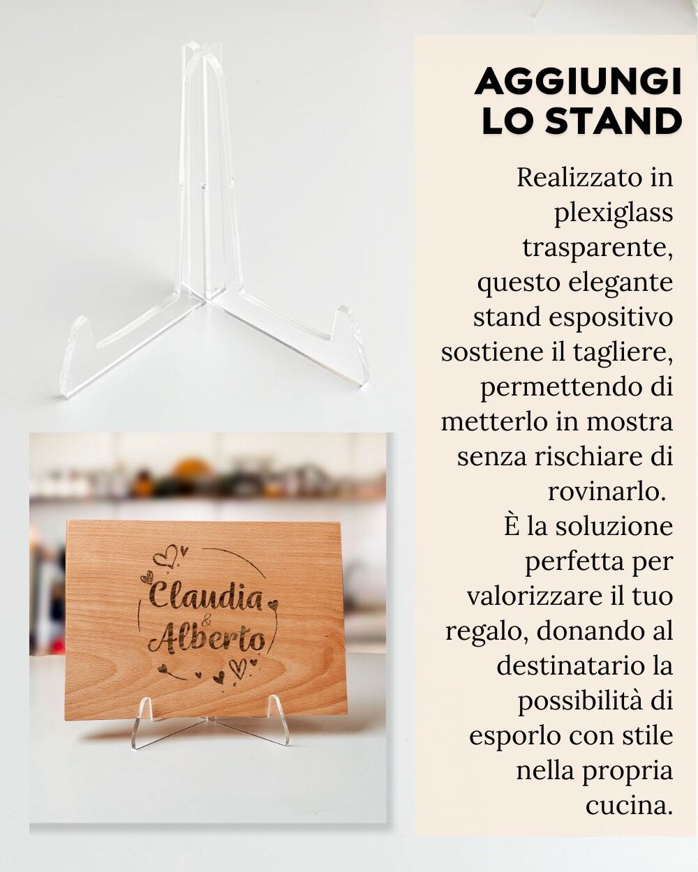 Tagliere Personalizzato con Nomi e Decori Cuoricini - Idea Regalo per Anniversario, Matrimonio, San Valentino - immagine 8