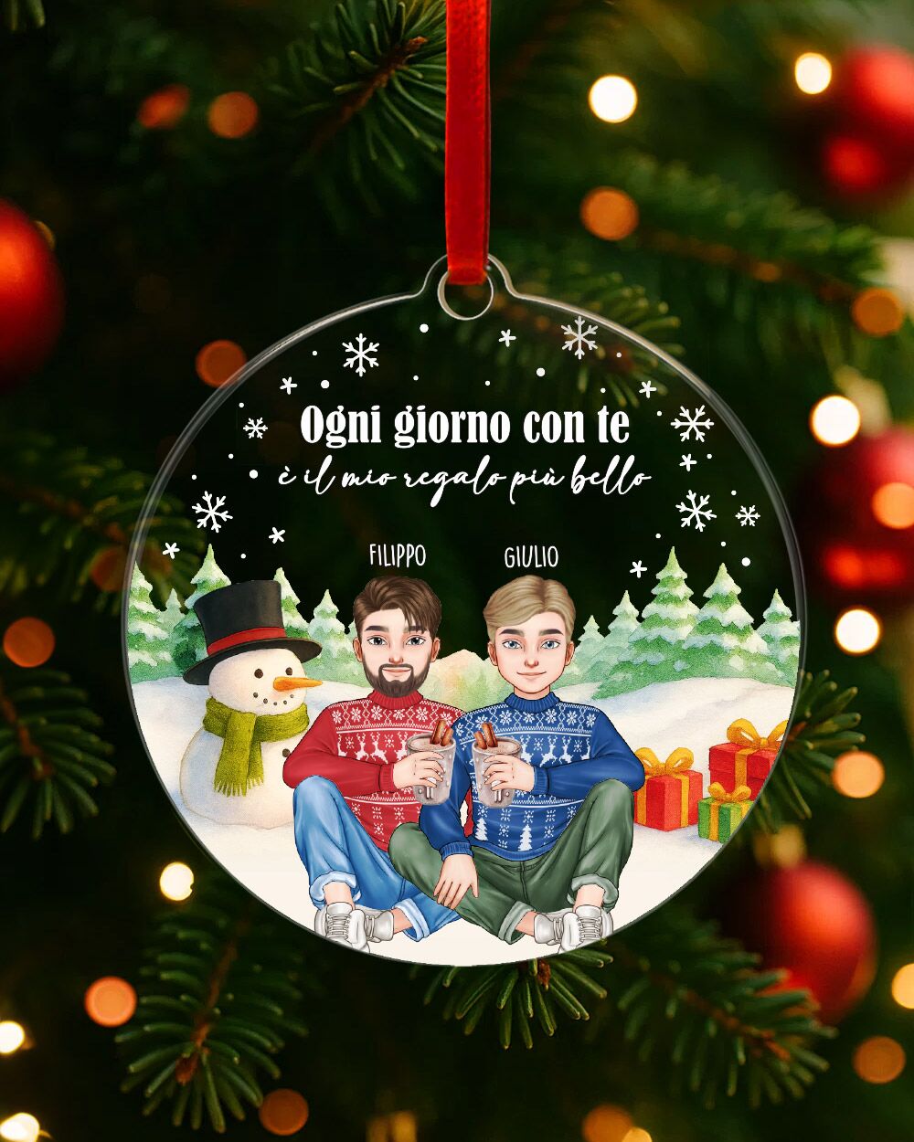 Decorazione Albero Natale Regalo Personalizzato Amore Ritratto06