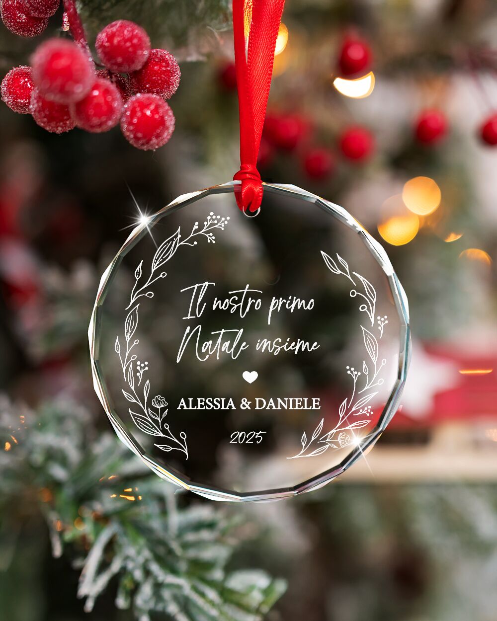 Ornamento Pallina Natale Cristallo Presto Sposi Annuncio2