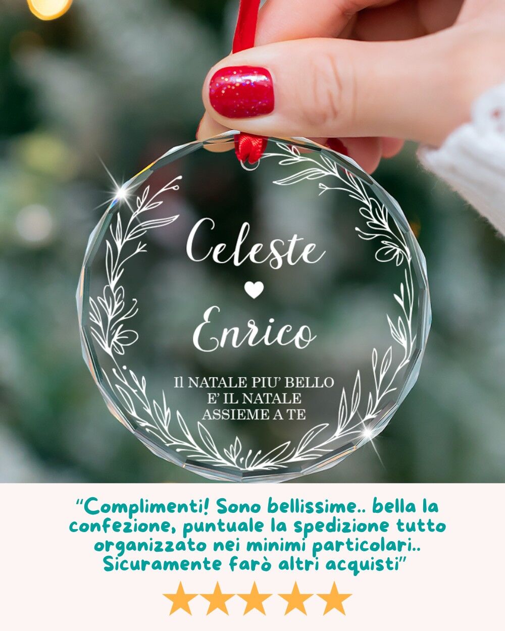 Pallina Di Natale In Cristallo Decorazione Albero Personalizzata Idea Regalo Natale Coppia 5