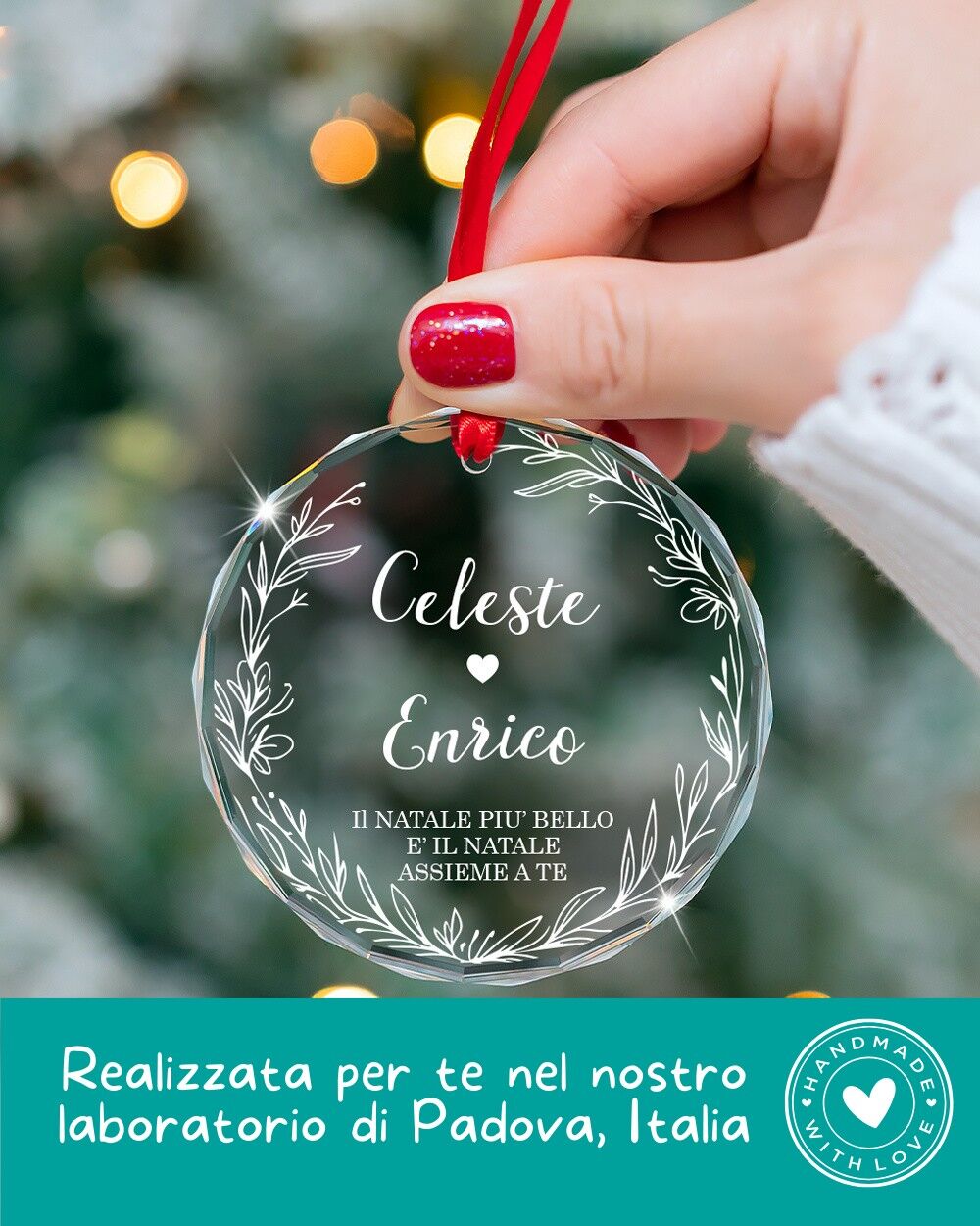 Pallina Di Natale In Cristallo Decorazione Albero Personalizzata Idea Regalo Natale Coppia 6