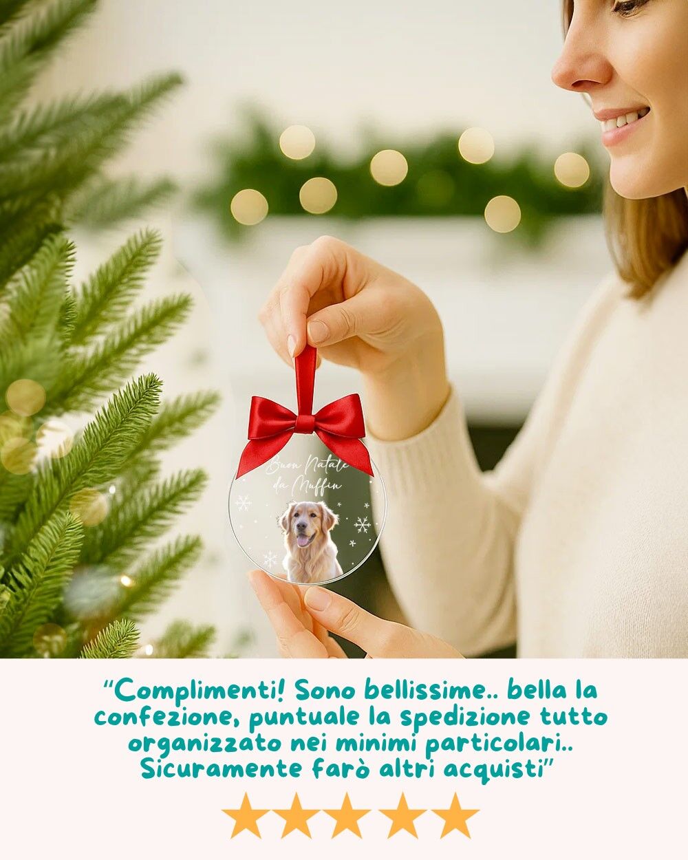 Pallina Di Natale In Plexiglass Decorazione Per Albero Personalizzata Con Foto Animale 1