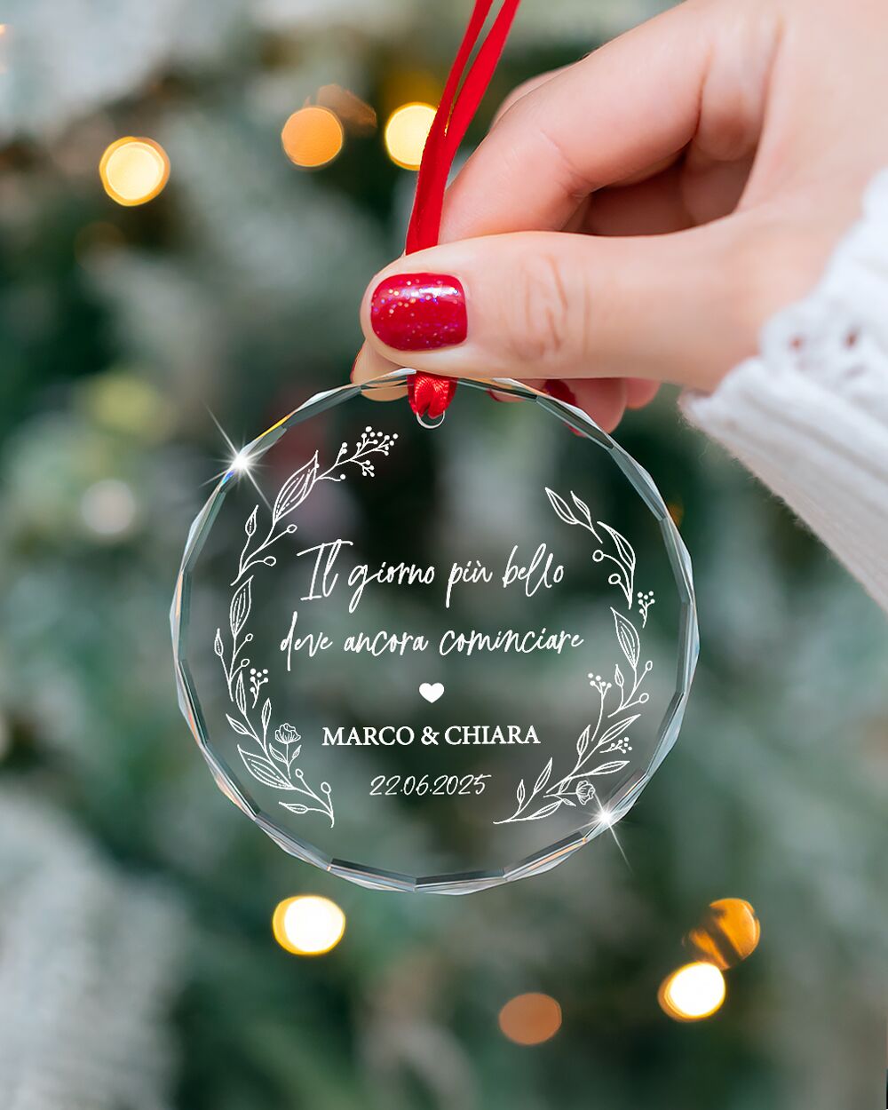 Pallina Natale Vetro Personalizzata Amore Ggiorno Piu Bello
