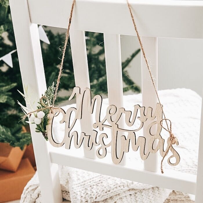 Set da 4 Decorazioni per Sedie in Legno con Foliage - Idea Decorazione di Natale
