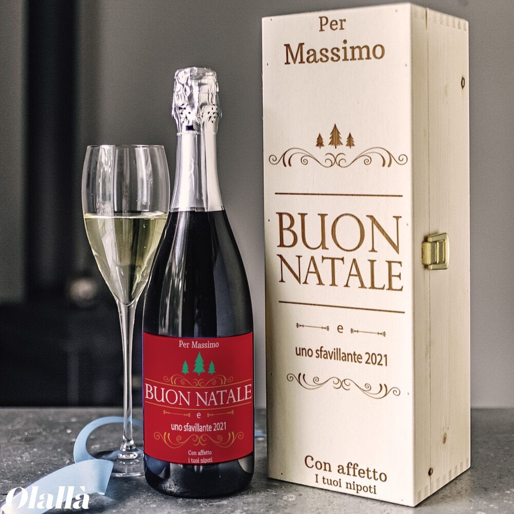 Cassettina Natale Albero Personalizzata Regalo Spumante