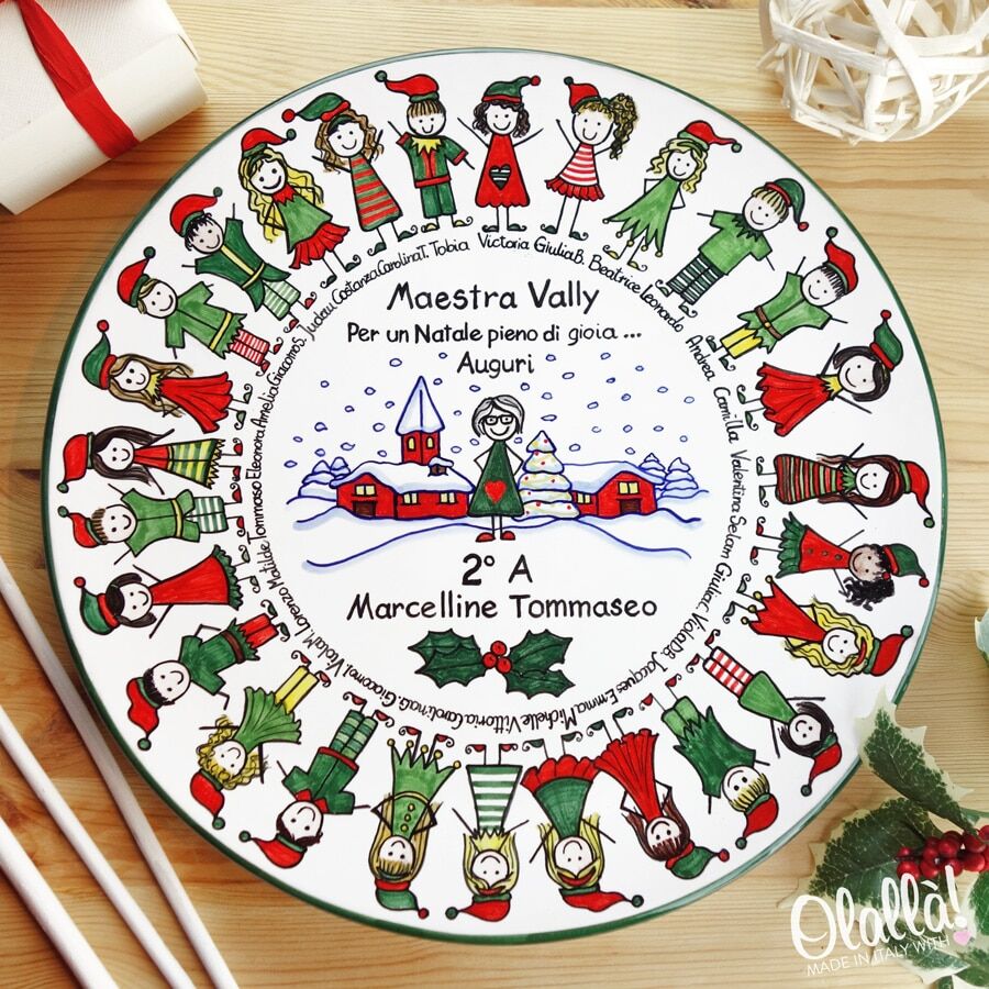 Piatto Ceramica Personalizzato Natale Maestra11