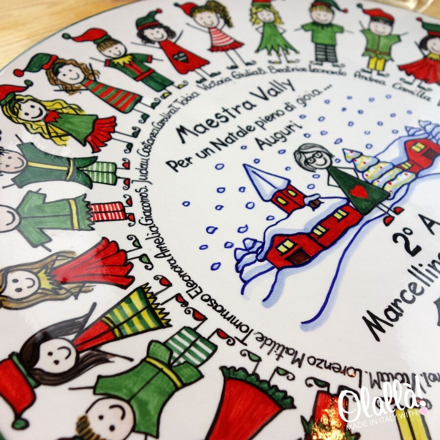Piatto Ceramica Personalizzato Natale Maestra32