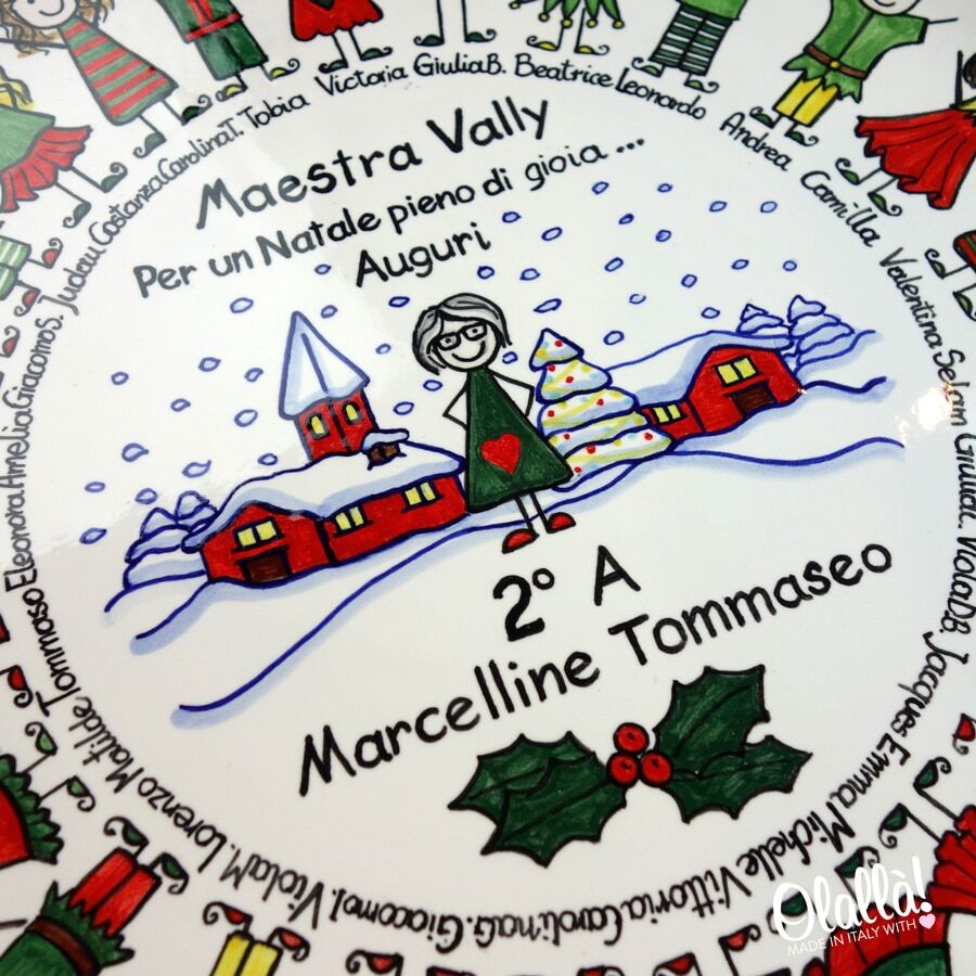 Piatto Ceramica Personalizzato Natale Maestra332