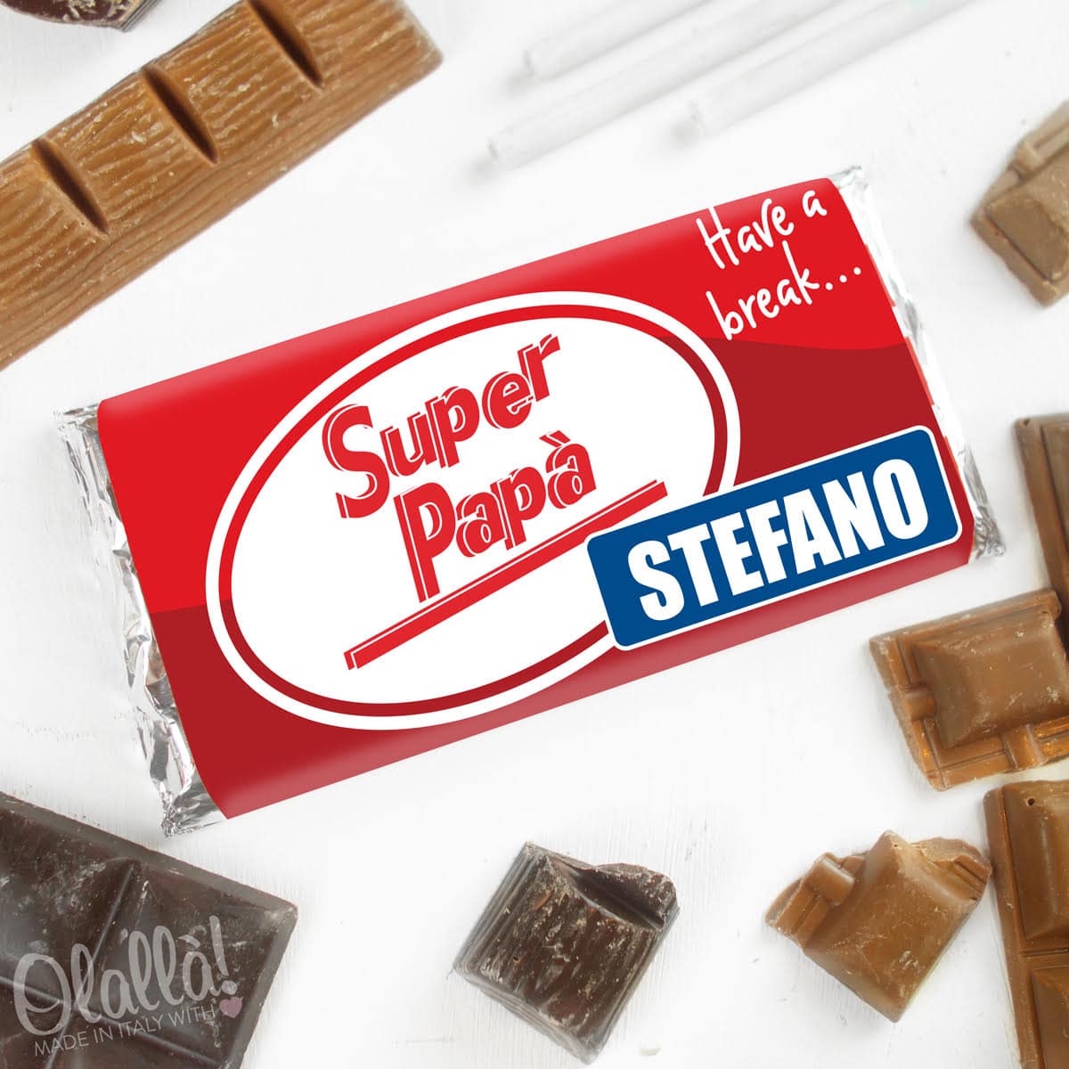 Cioccolata Artigianale Super Papà Nome Idea Regalo Festa Del Papà