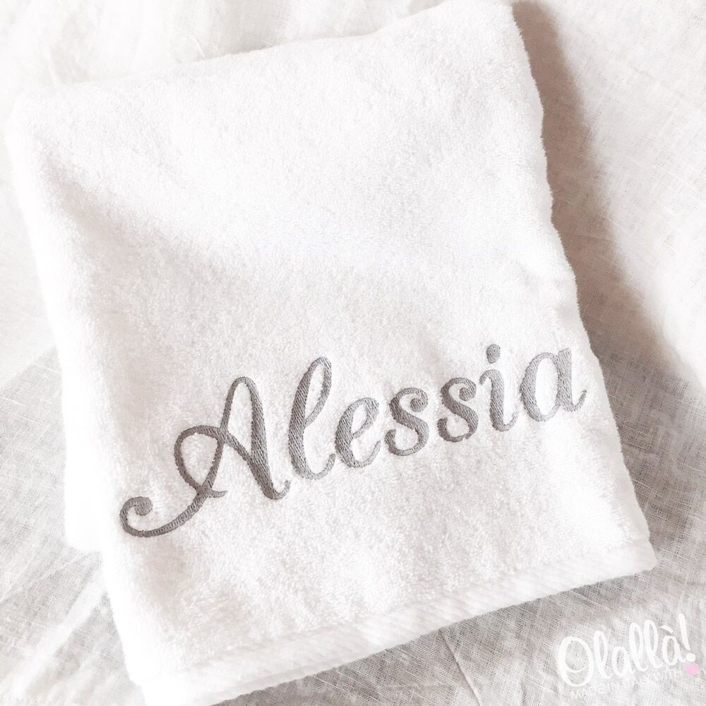 Asciugamano Personalizzato Bianco Nome Corsivo 2