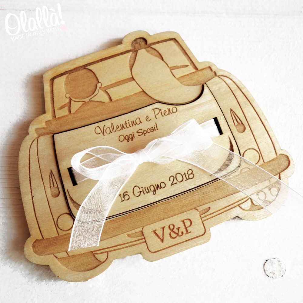 Macchinina Portasoldi Personalizzata Legno Regalo Matrimonio